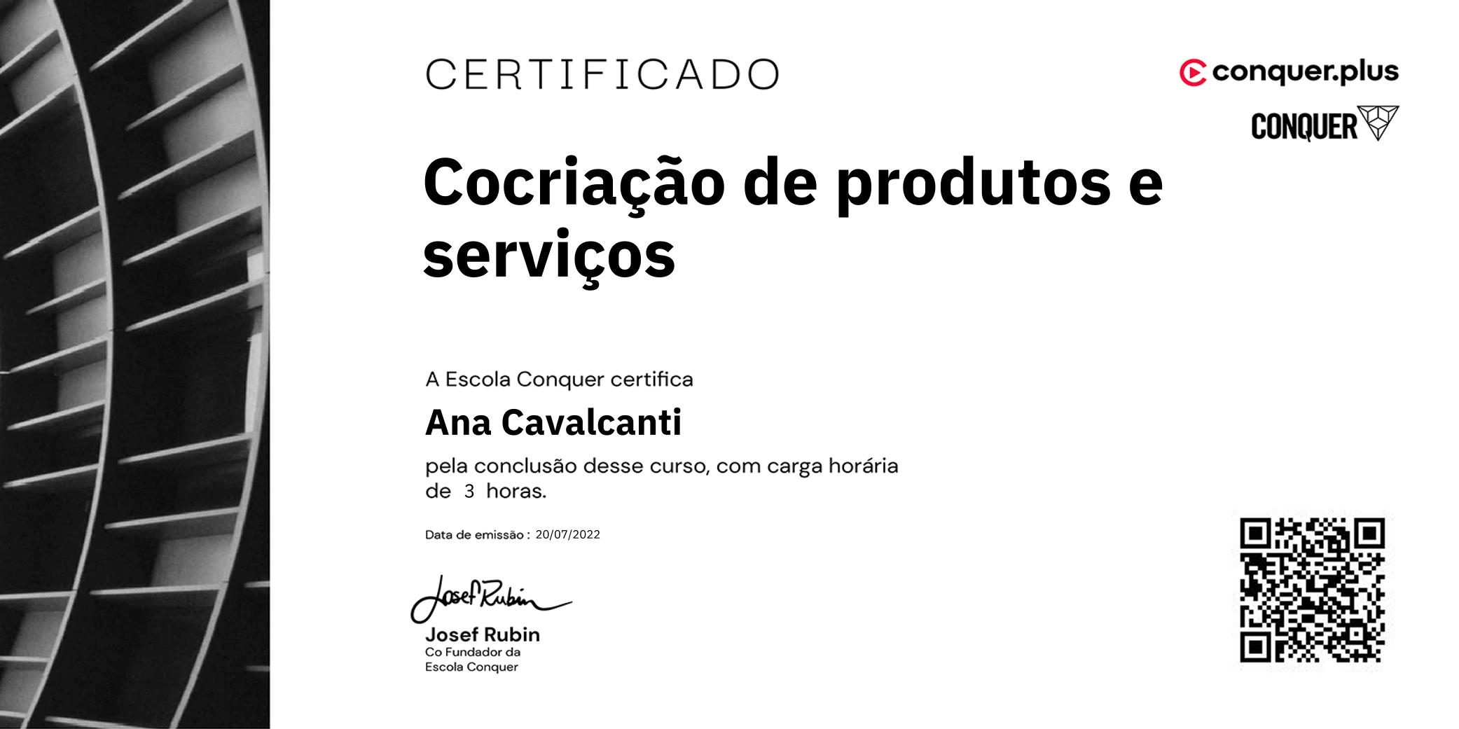 Certificado de Cocriação de produtos e serviços